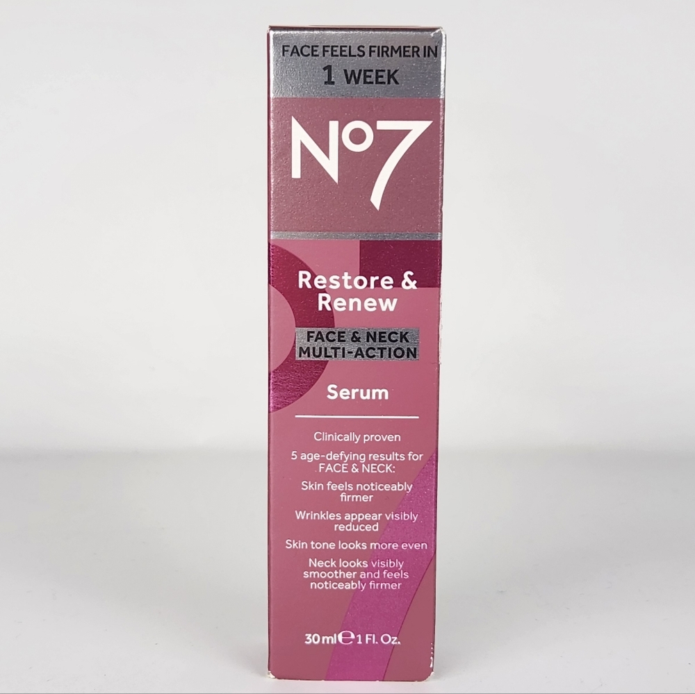 No7 Restore and Renew Neck & Multi Action Serum 30ml NEW